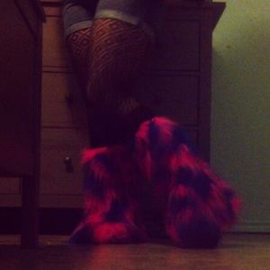 Hot Pink/Blue Rave Fluffies/Leg warmers